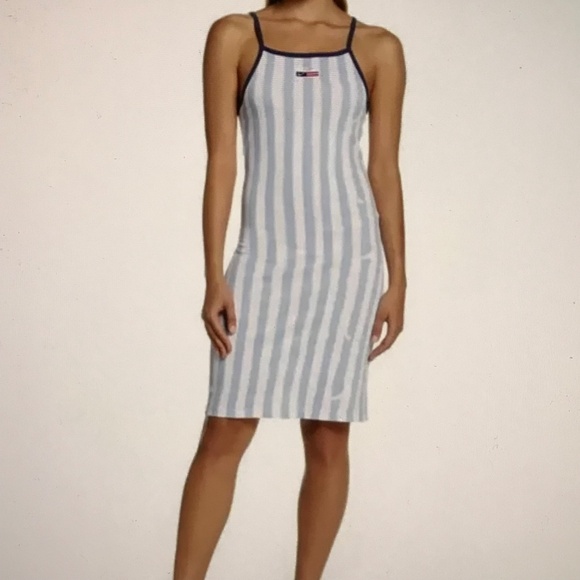 NIKE Striped Knit Cami Dress Sportswear Blue White Women’s Size XL - Picture 16 of 16